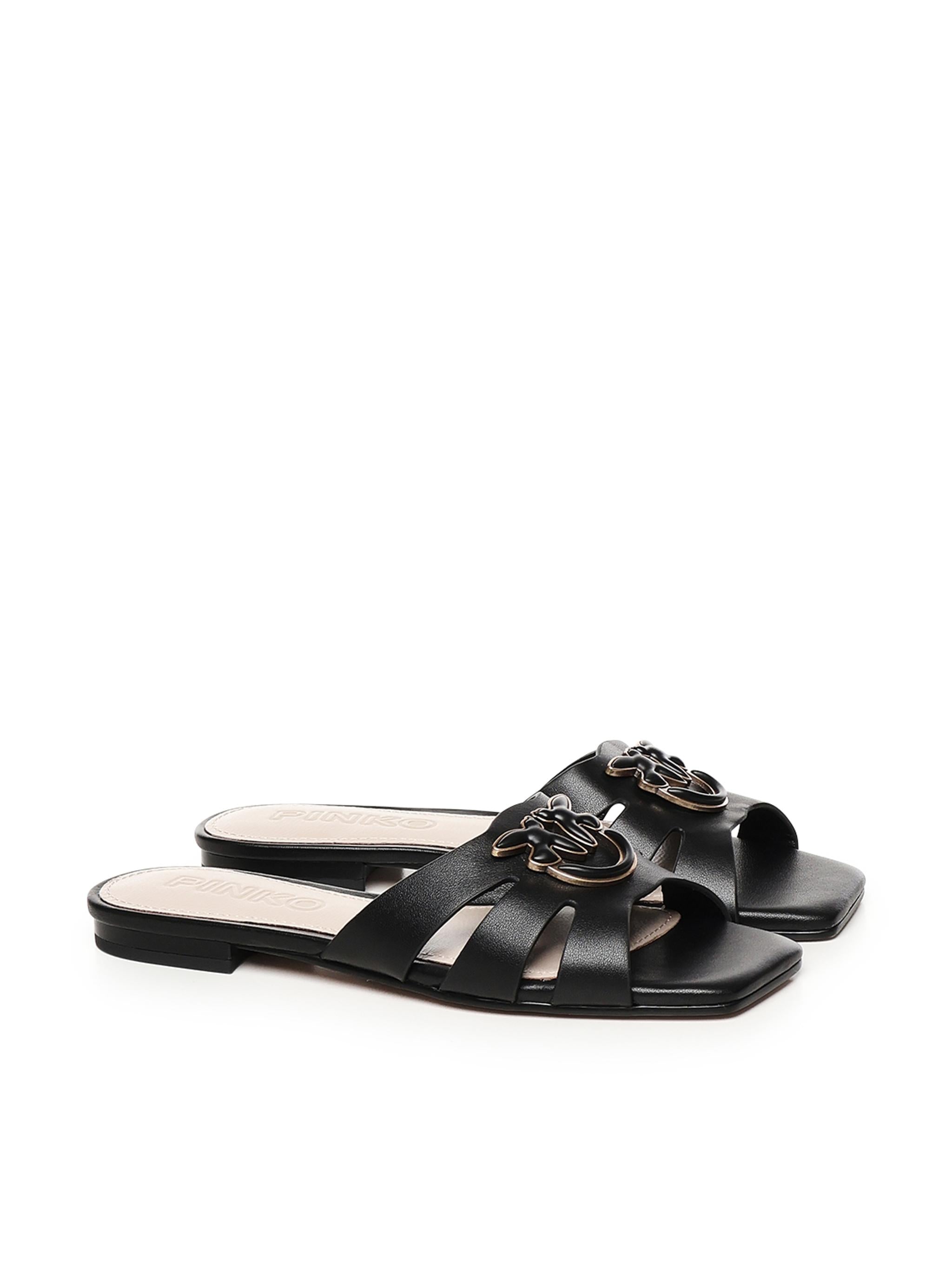 Ciabattine in nappa con logo uccellini SD0313 P003Z99 PINKO 