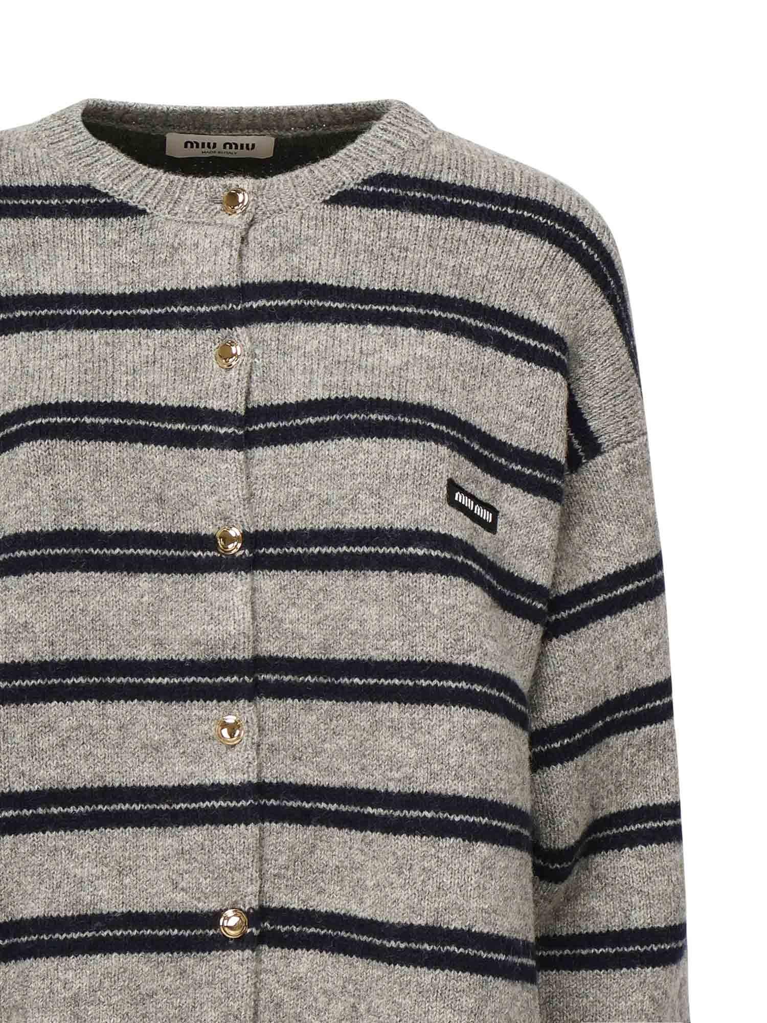 Cardigan in maglia shetland MMF899 15NQF0MZQ MIU MIU 