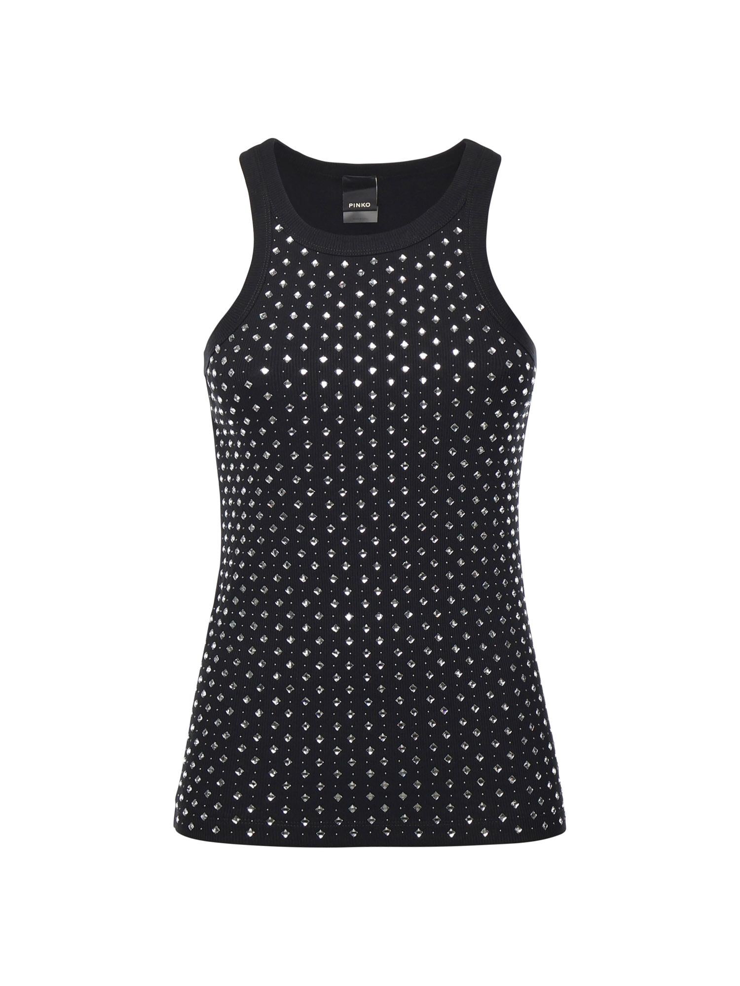 Canotta con strass e borchie<BR/> 105928 A2XYZ99 PINKO 