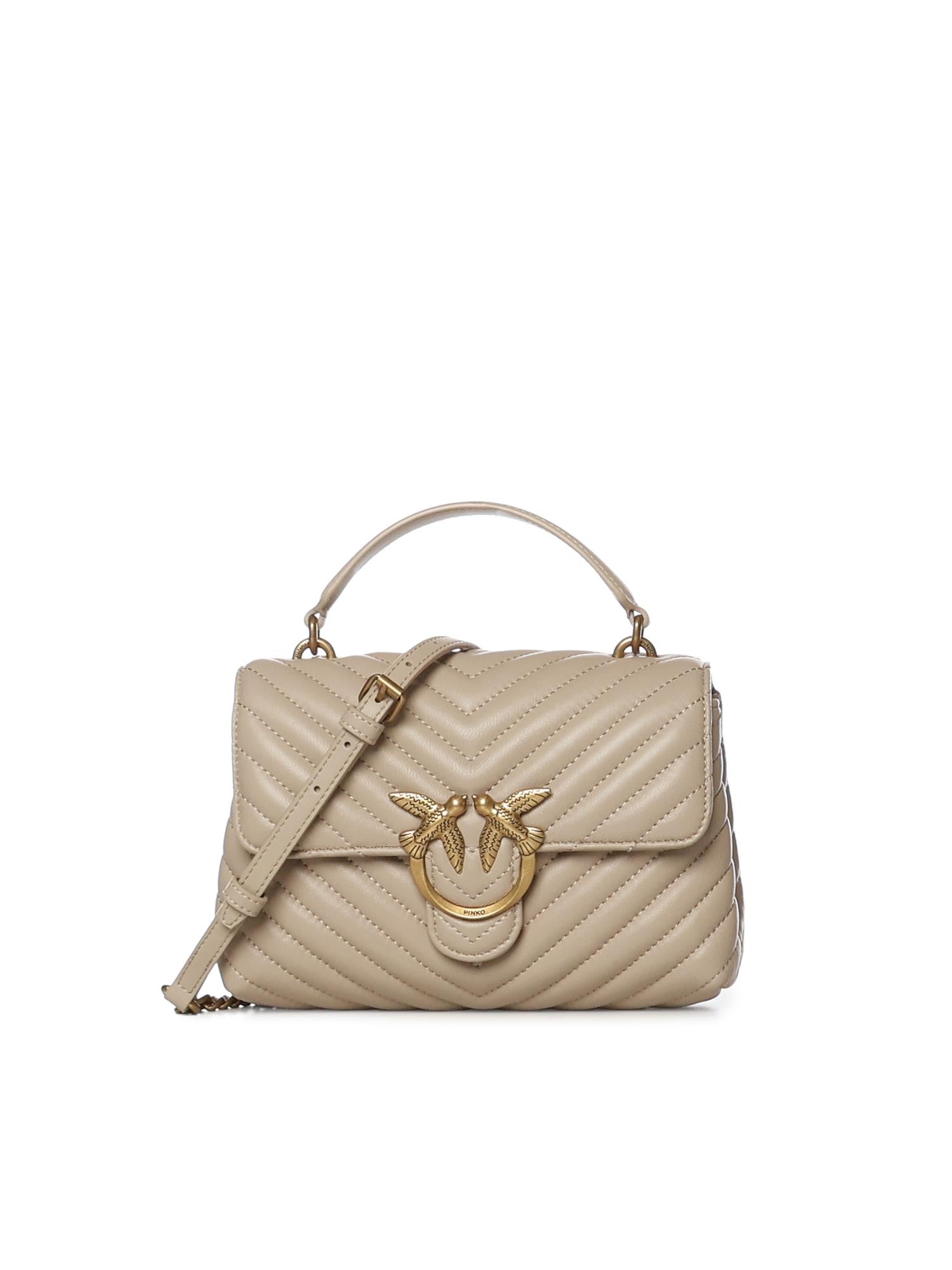 Borsa a mano media Love Bag Puff Chevron in nappa<BR/> 100043 A0GKC50Q PINKO 