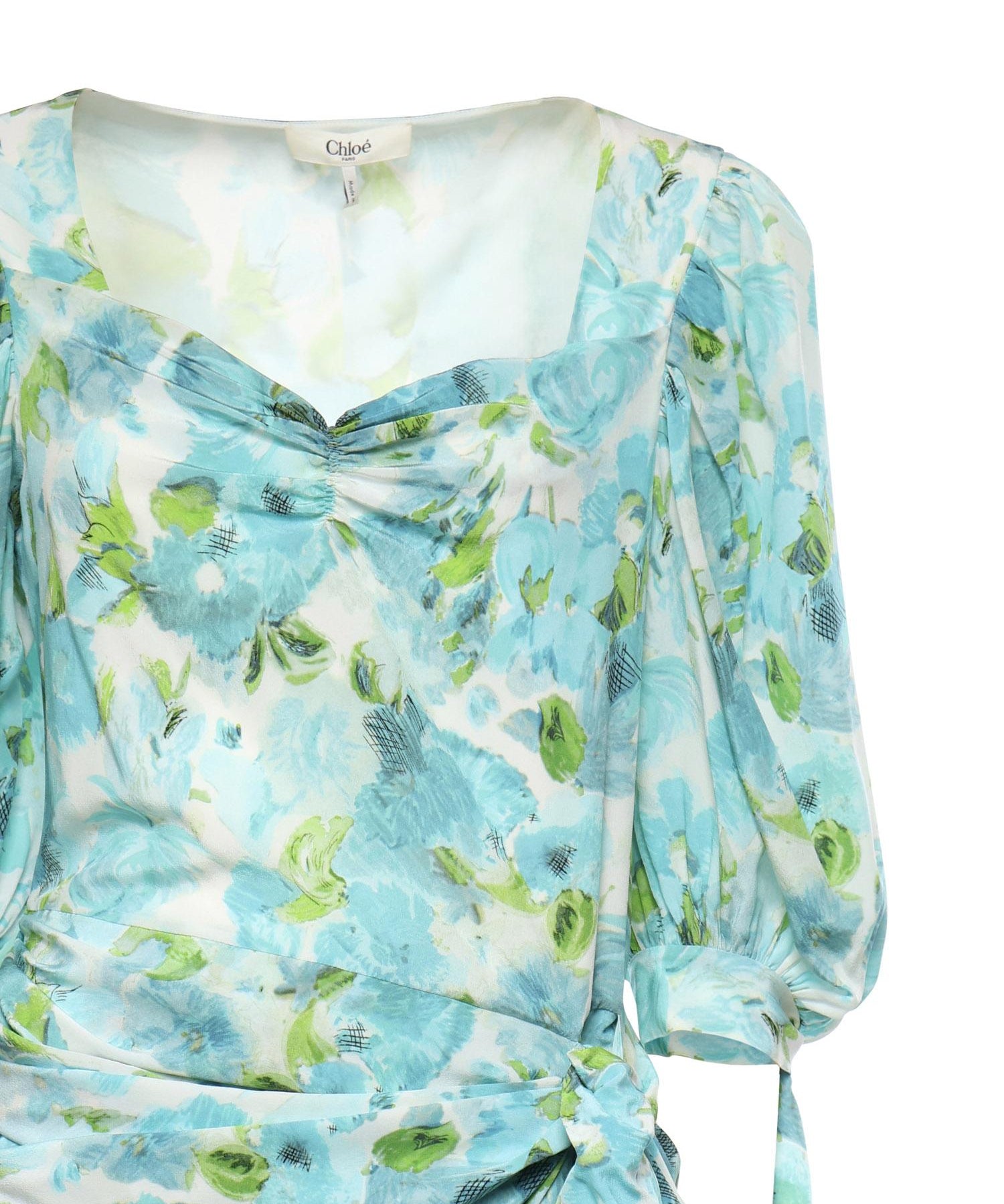 Mini abito drappeggiato in seta con stampa floreale CH26URO52388 91J CHLOÉ 