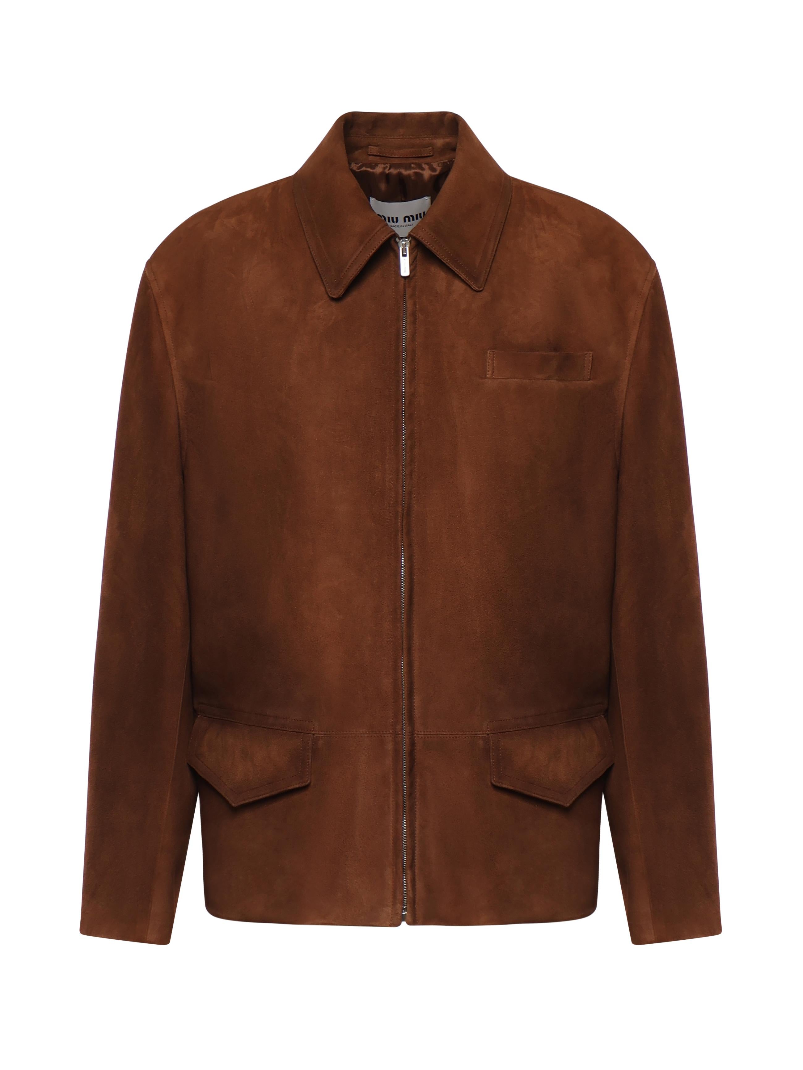 Giubbotto in pelle scamosciata cerata MPW011 19MLF0042 MIU MIU 