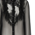 Blusa in chiffon di seta con finiture in pizzo e ruches 6B0AB7J0 2UP0NO VALENTINO GARAVANI 