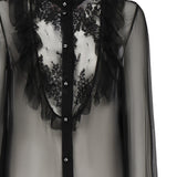 Blusa in chiffon di seta con finiture in pizzo e ruches 6B0AB7J0 2UP0NO VALENTINO GARAVANI 
