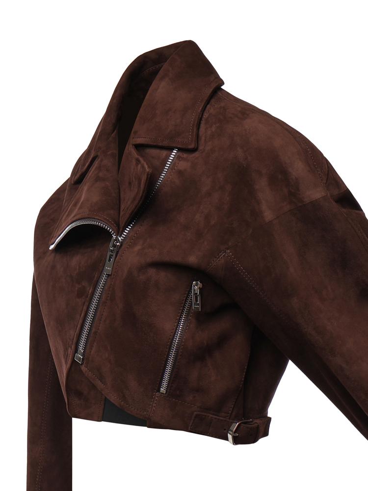 Giacca biker cropped in suede AA9V0313L053D 719 ALAIA 