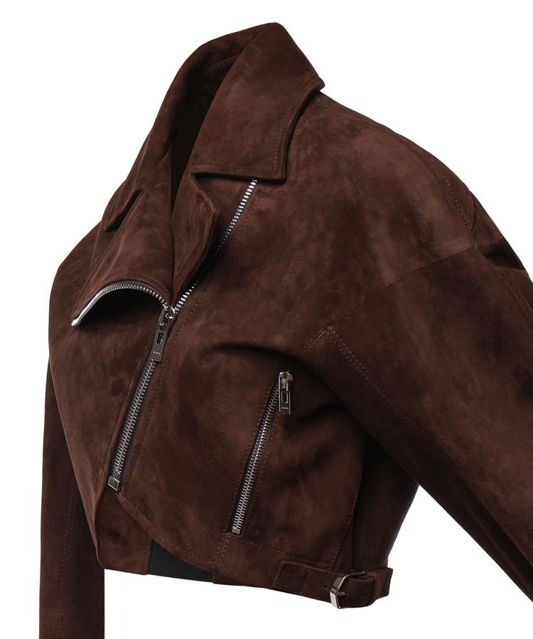 Giacca biker cropped in suede AA9V0313L053D 719 ALAIA 
