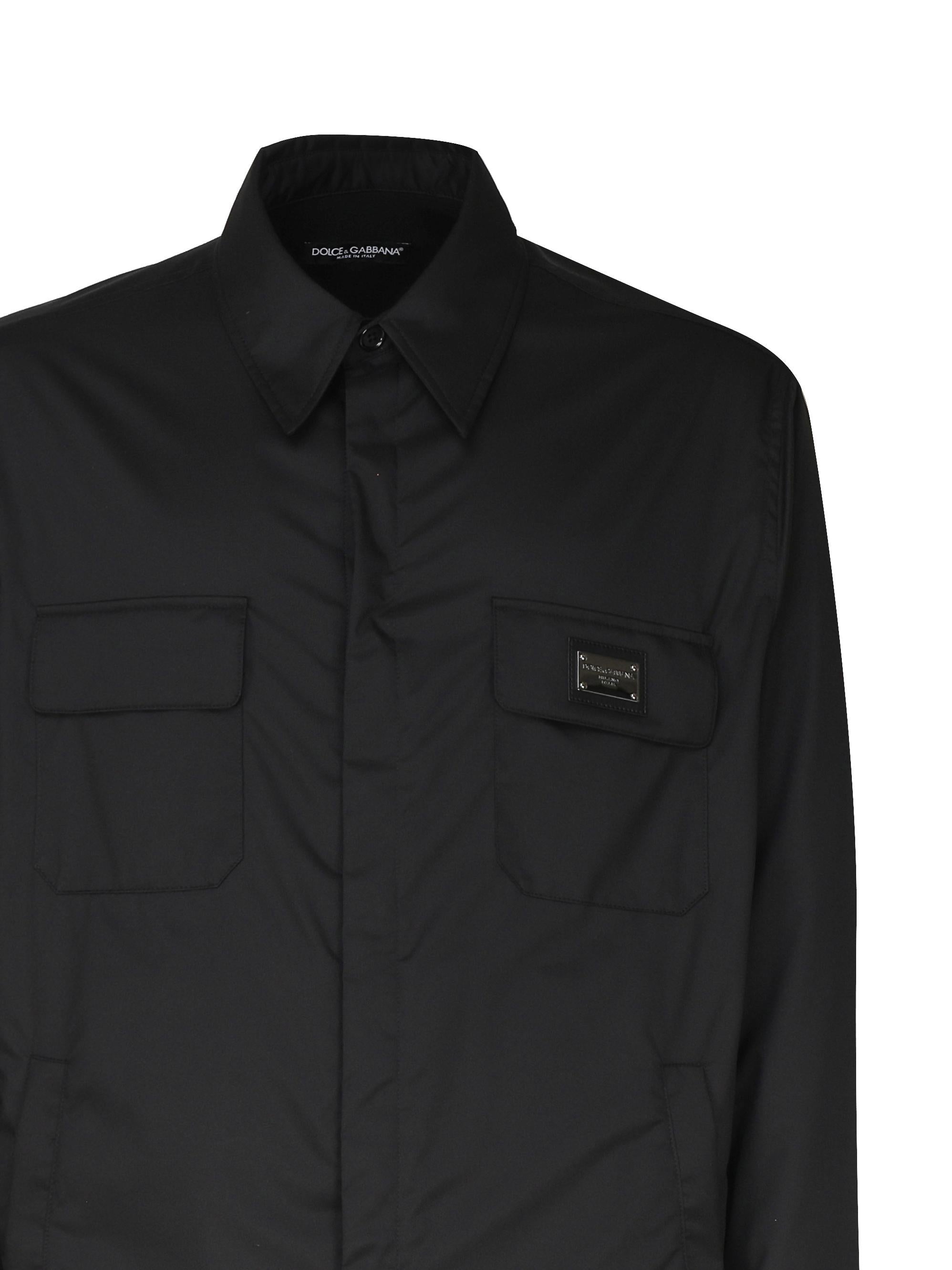 Camicia in tessuto semilucido e targhetta con logo G5KI7T GG731N0000 DOLCE & GABBANA 