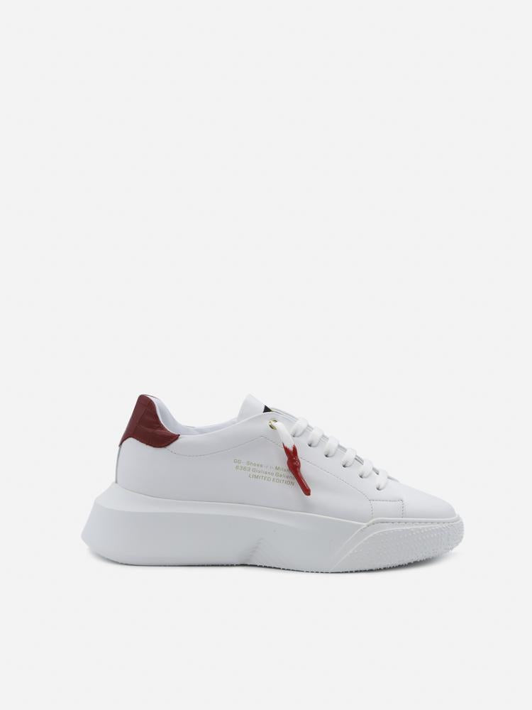 Sneakers nemesis in pelle con talloncino a contrasto<BR/> NEMESIS 2 NAPPA/CROCKWHITE/RED GIULIANO GALIANO 