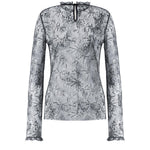 Camicetta in pizzo ricamato con paillettes V02181620 0290 ALBERTA FERRETTI 