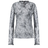 Camicetta in pizzo ricamato con paillettes V02181620 0290 ALBERTA FERRETTI 