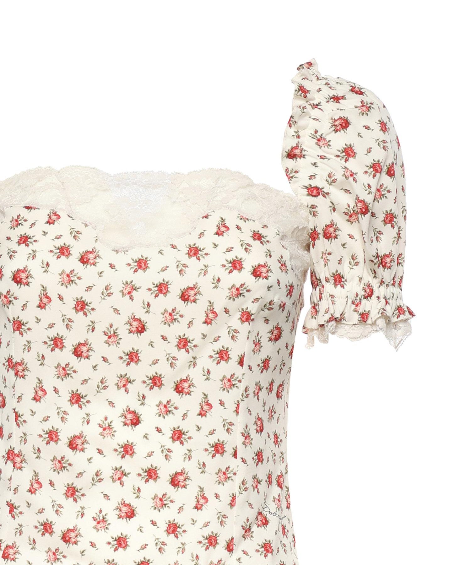 Top in charmeuse stampa Roselline F7BK1T FSA79HA5XJ DOLCE & GABBANA 