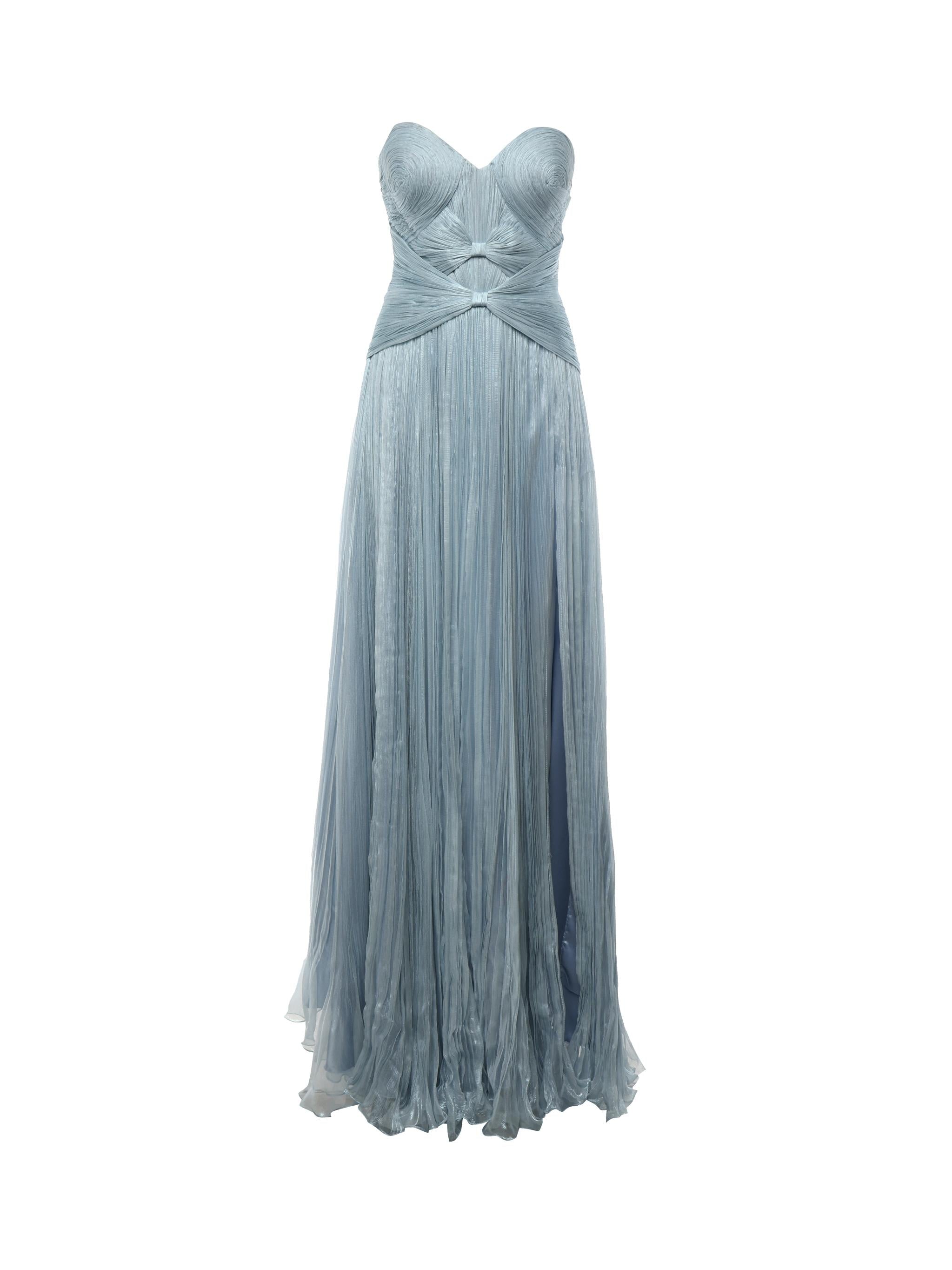 Abito lungo in seta IRS518THALIA AQUA CHIFFON MATT IRIS SERBAN 