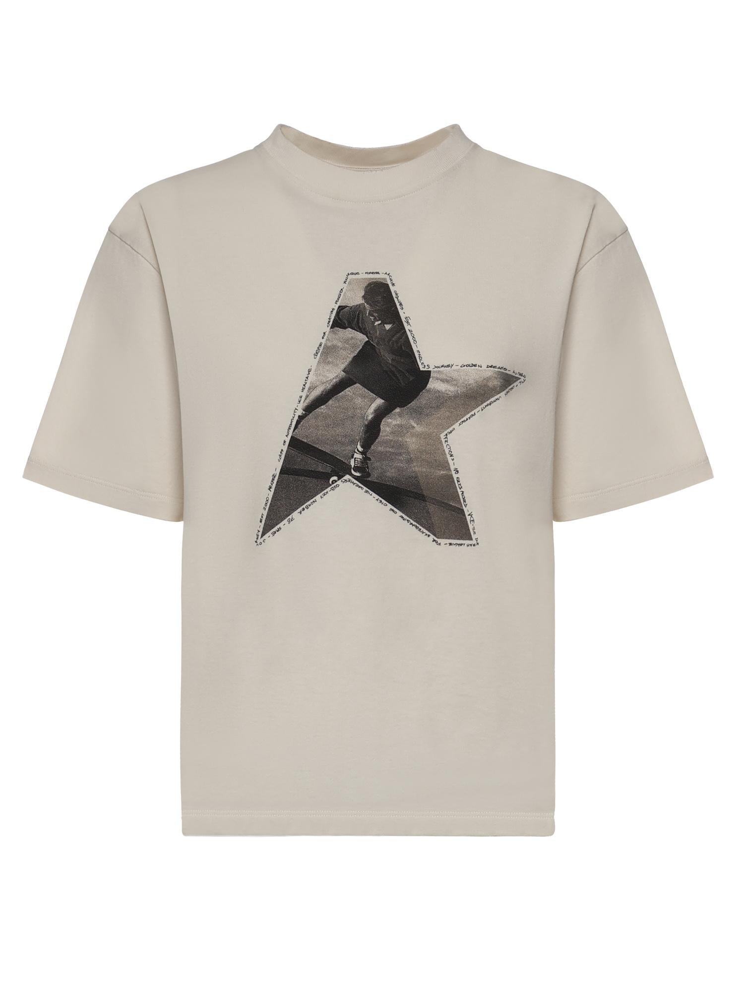T-shirt con stampa in cotone GWP01874 P00237211560 GOLDEN GOOSE 