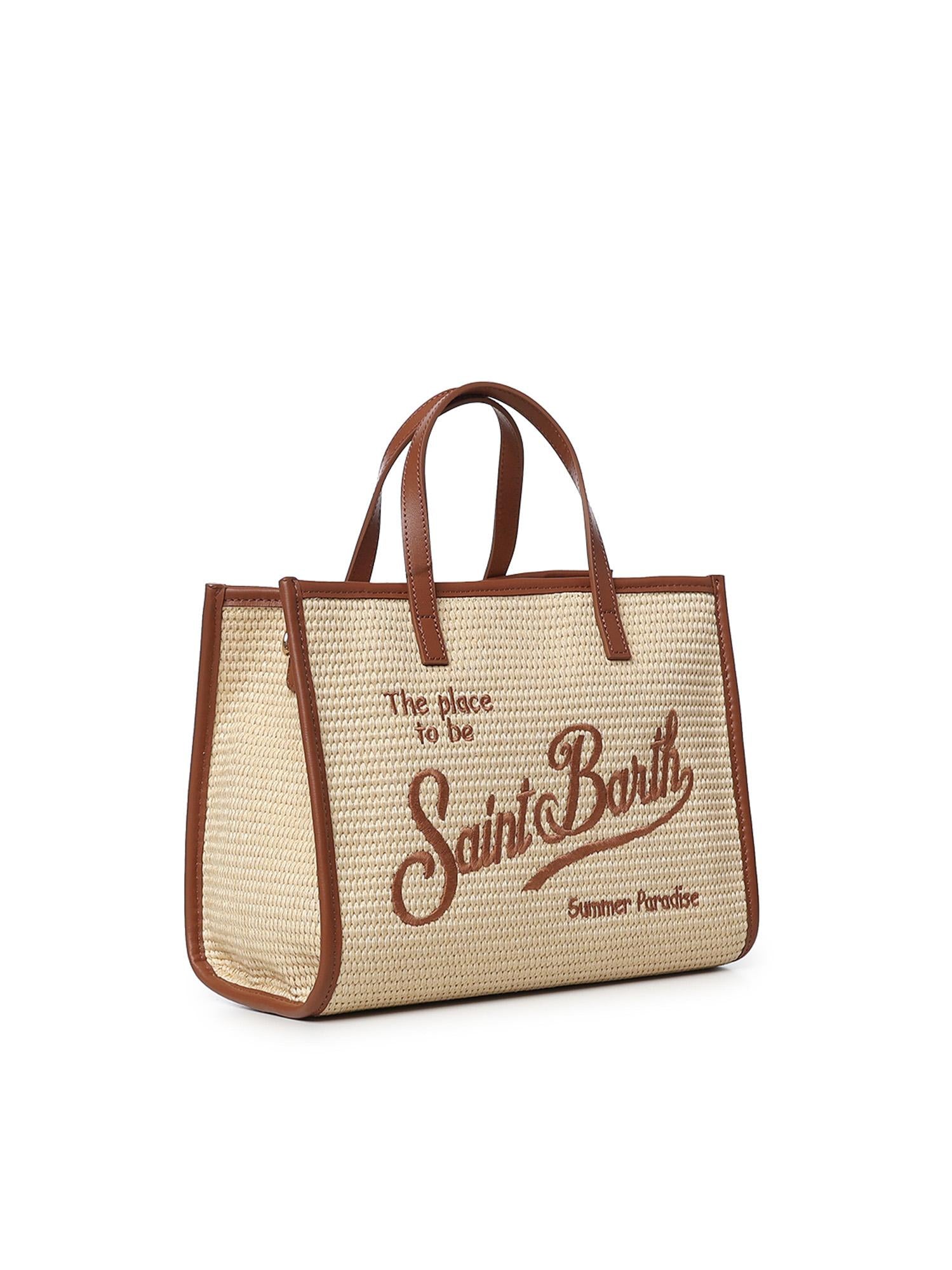 Borsa Vivian medium effetto raffia con logo VVID001 00368L MC2 SAINT BARTH 