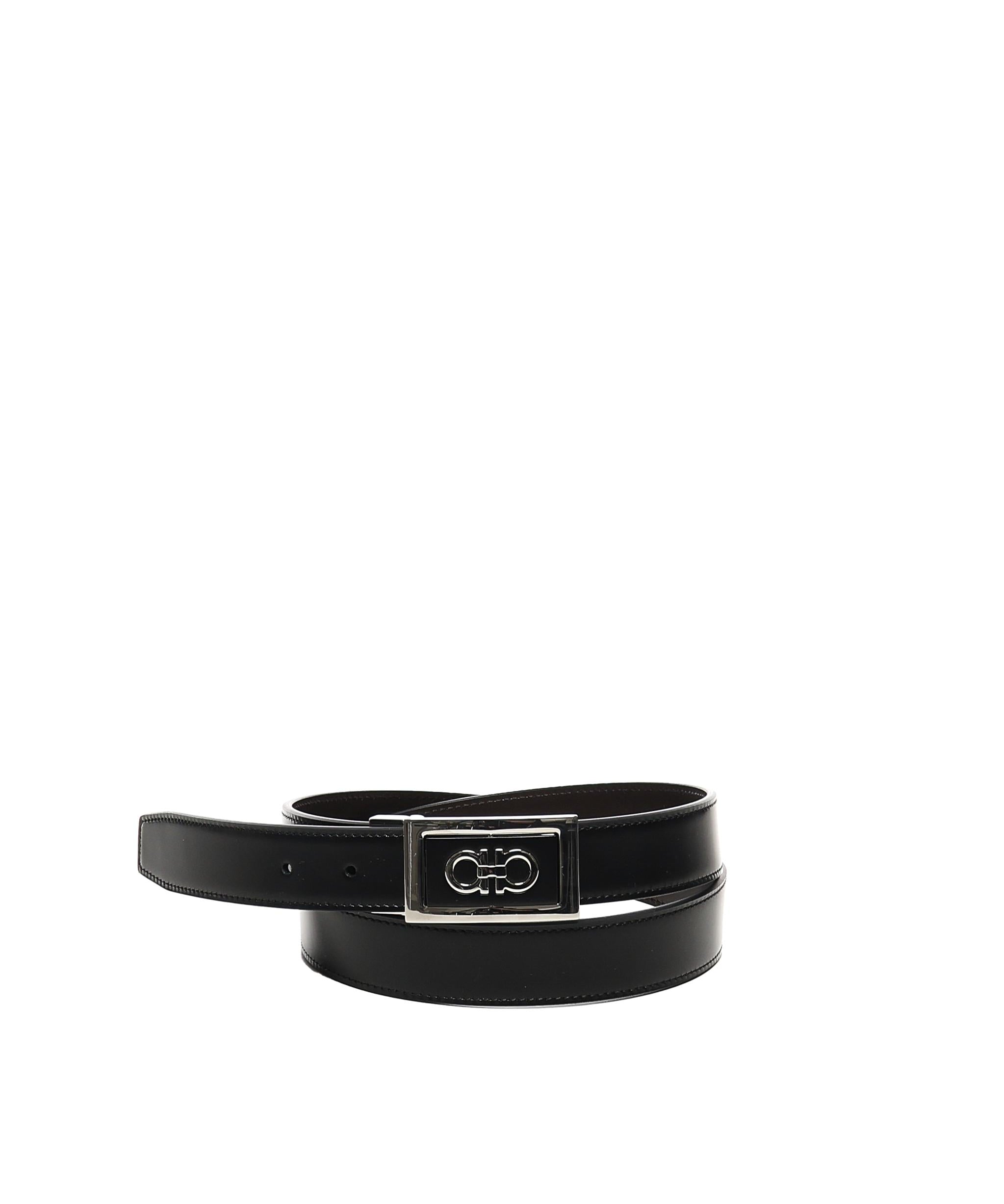 Cintura reversibile Gancini in pelle di vitello 670421 780463001 FERRAGAMO 
