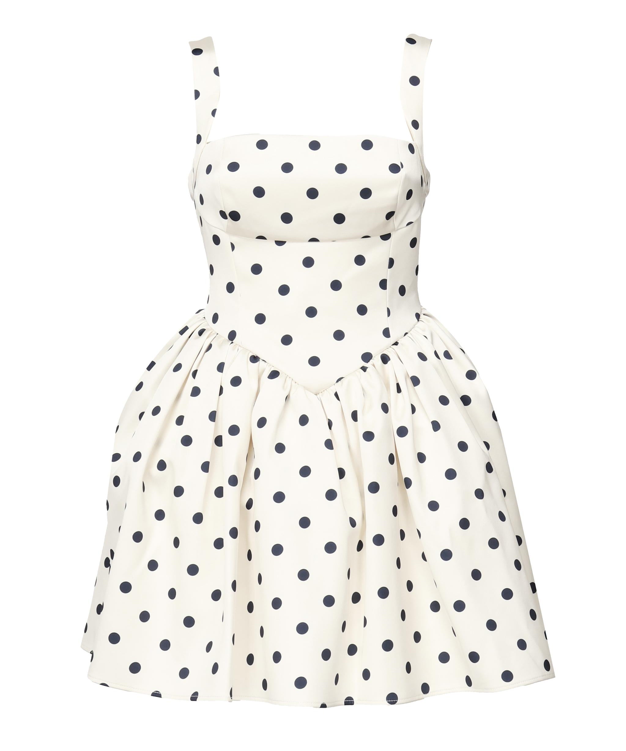 Mini abito in raso a pois SS25092S CREAM SELF-PORTRAIT 