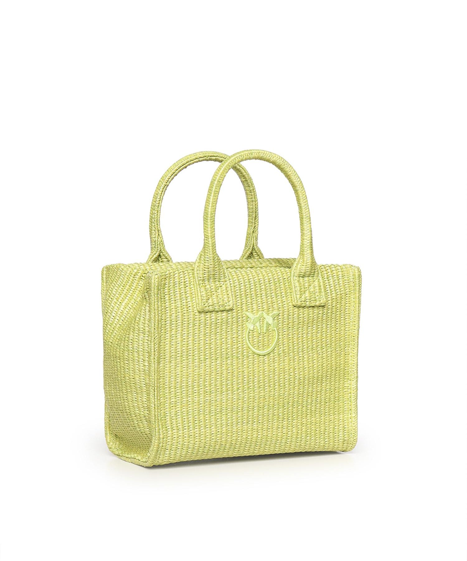 Borsa shopper piccola Beach in rafia con logo Love Birds 106832 A39YVV0 PINKO 