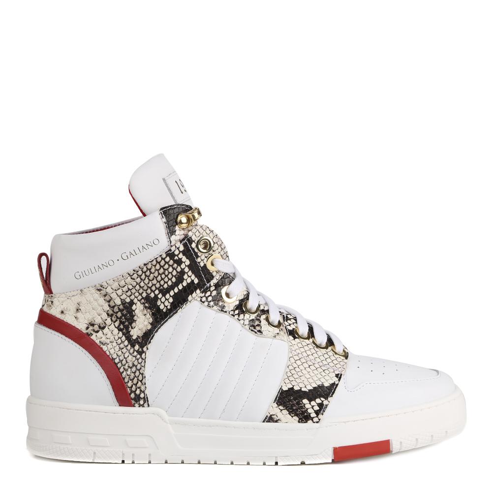 SNEAKERS 1990 BIANCHE E PITONATE IN PELLE AI 2020 1990 PYTONWHITE-GREY GIULIANO GALIANO 