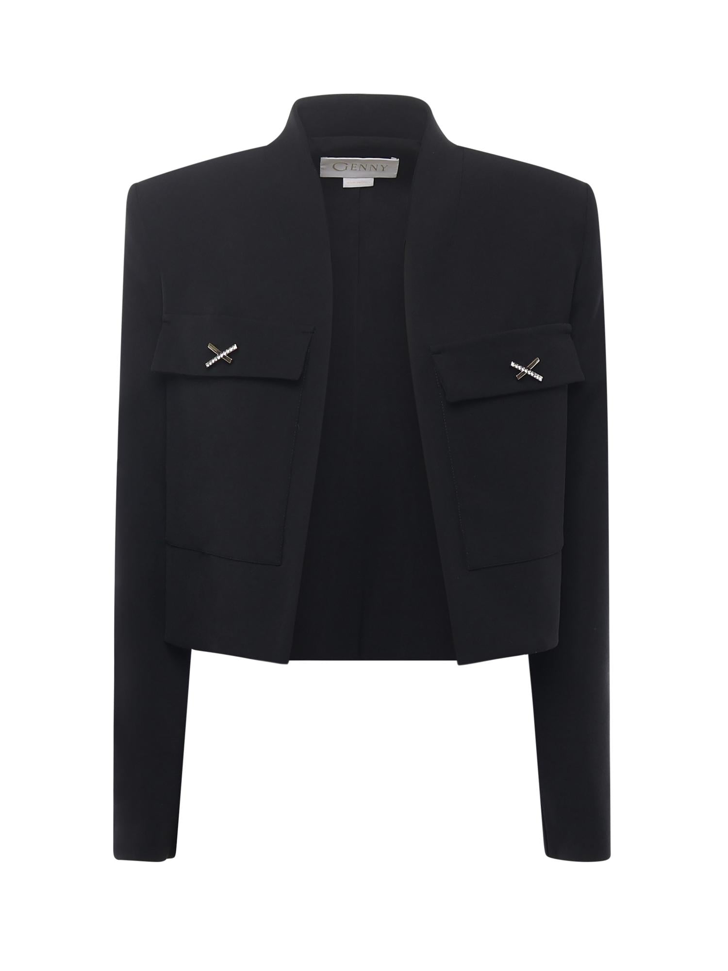 Giacca cropped in cady con dettaglio gioiello a X 79AAQ516 N0356899 GENNY 