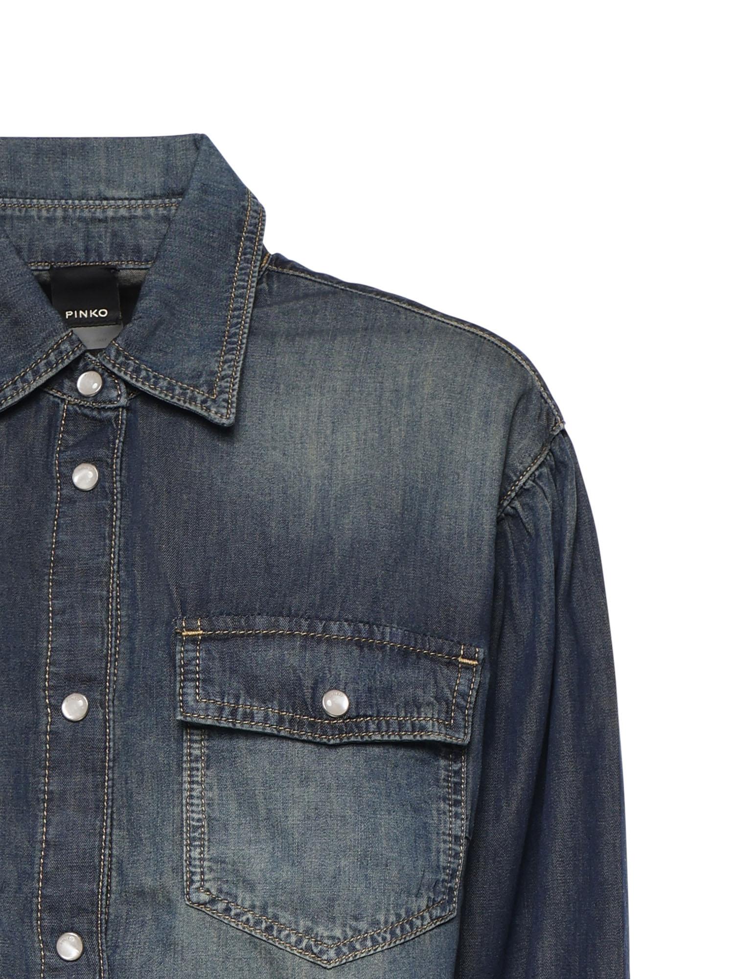 Camicia in denim con maniche a palloncino 106596 A37KPJC PINKO 