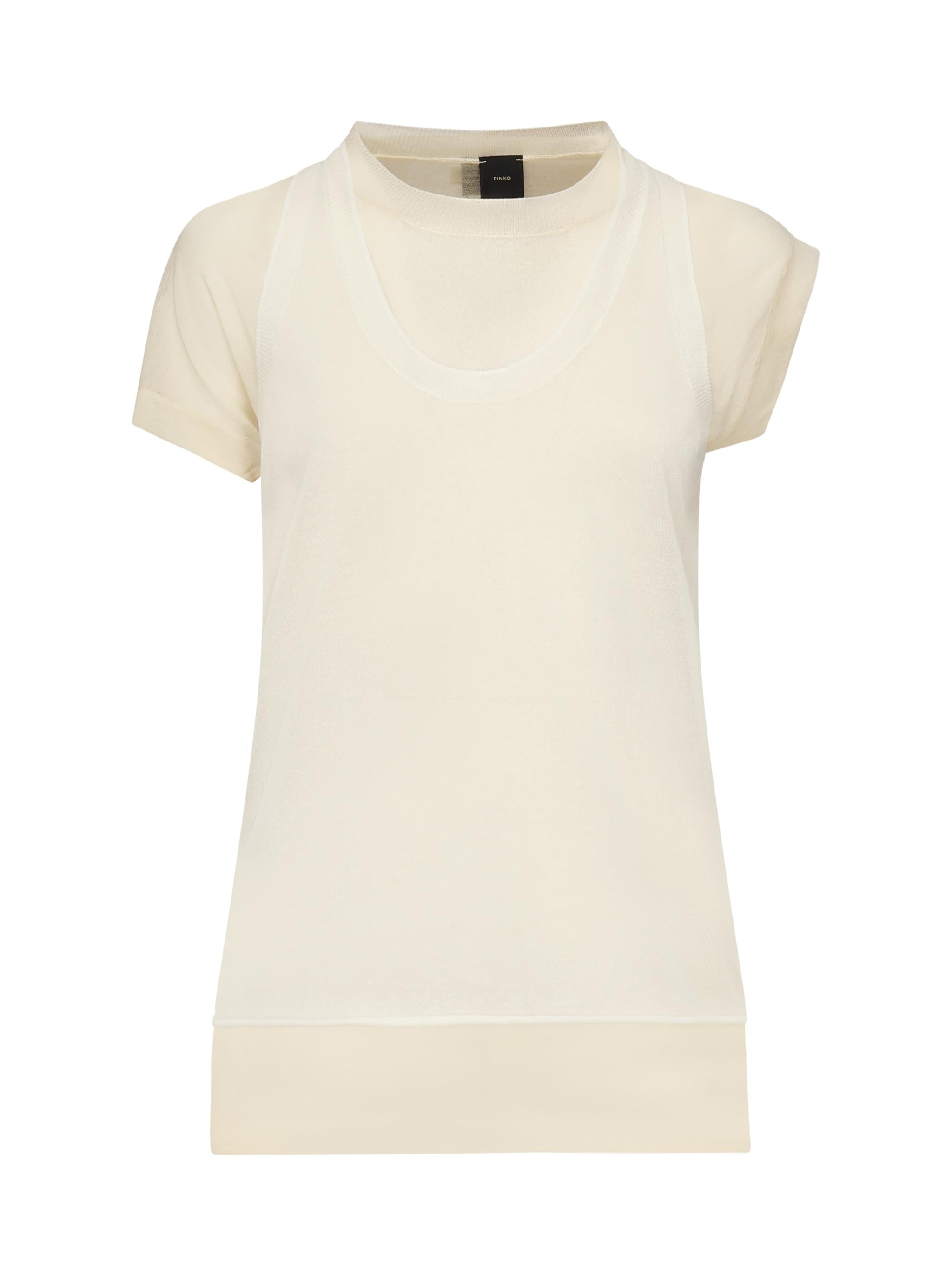T-shirt con maniche asimmetriche e canotta abbinata 105152 A2LSZC1 PINKO 