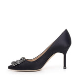 Décolleté con fibbia gioiello in raso 90mm HANGISI_FMC 9XX-0663-00400015 MANOLO BLAHNIK 