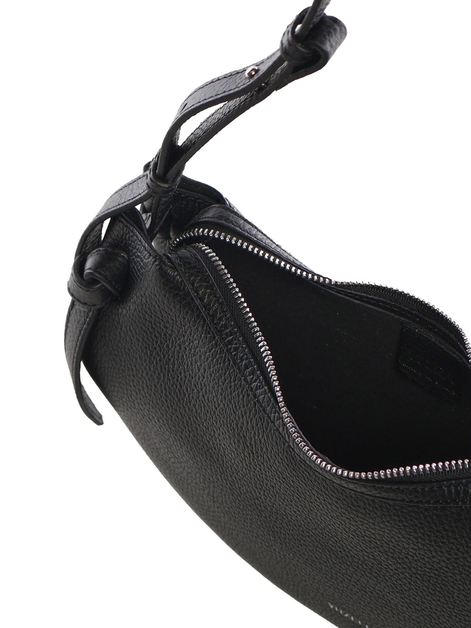 Borsa Fortune in pelle con logo FORTUNE COOKIE PEBBLE GRAIN LEATHER BLACK YUZEFI 