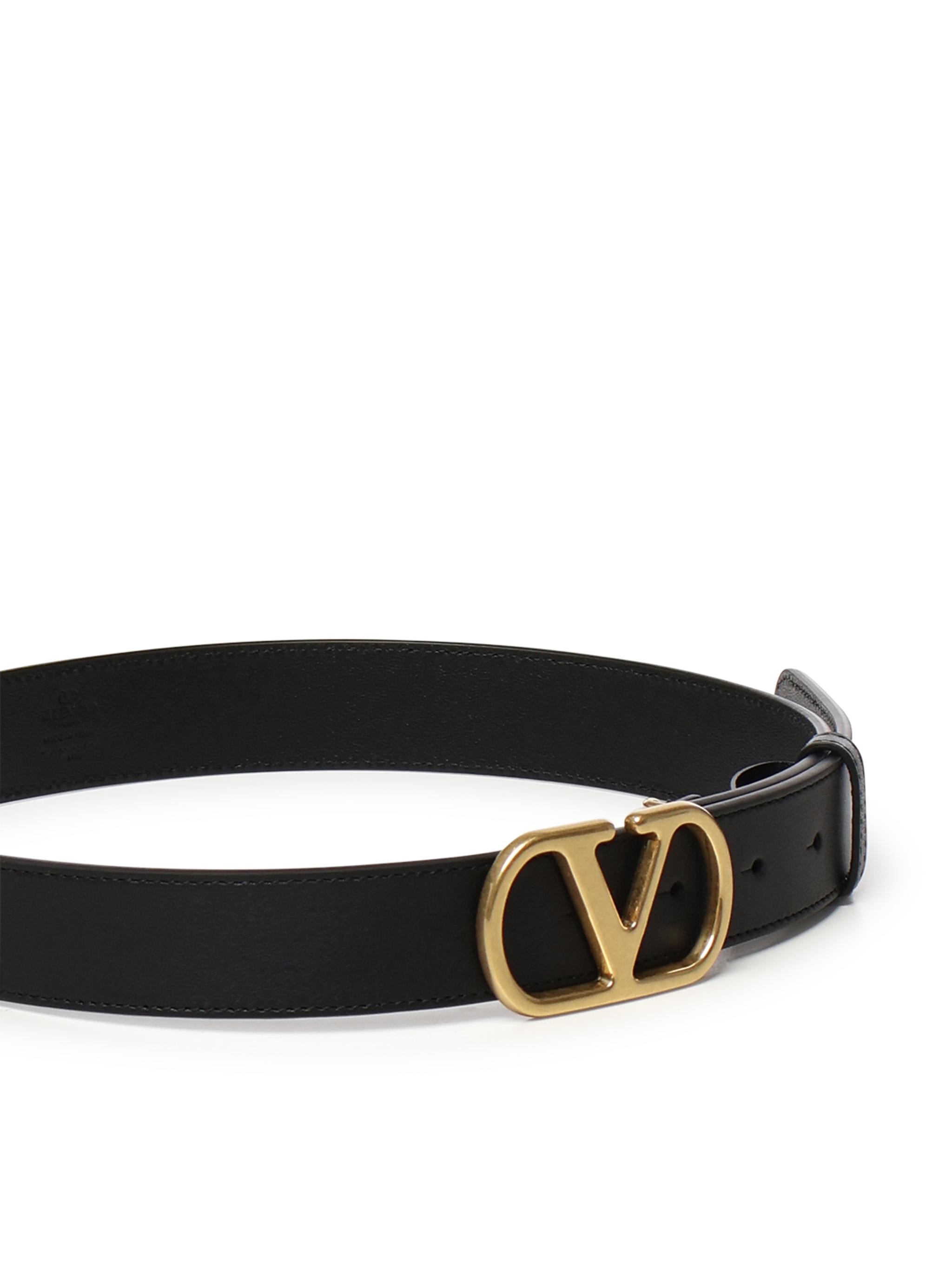 Cintura VLogo Signature in pelle liscia<BR/> 6W2T0SM3 IYR0NO VALENTINO GARAVANI 
