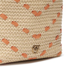 Borsa a tracolla Bucket Mini in rafia con motivo chevron 106835 A391HH9Q PINKO 