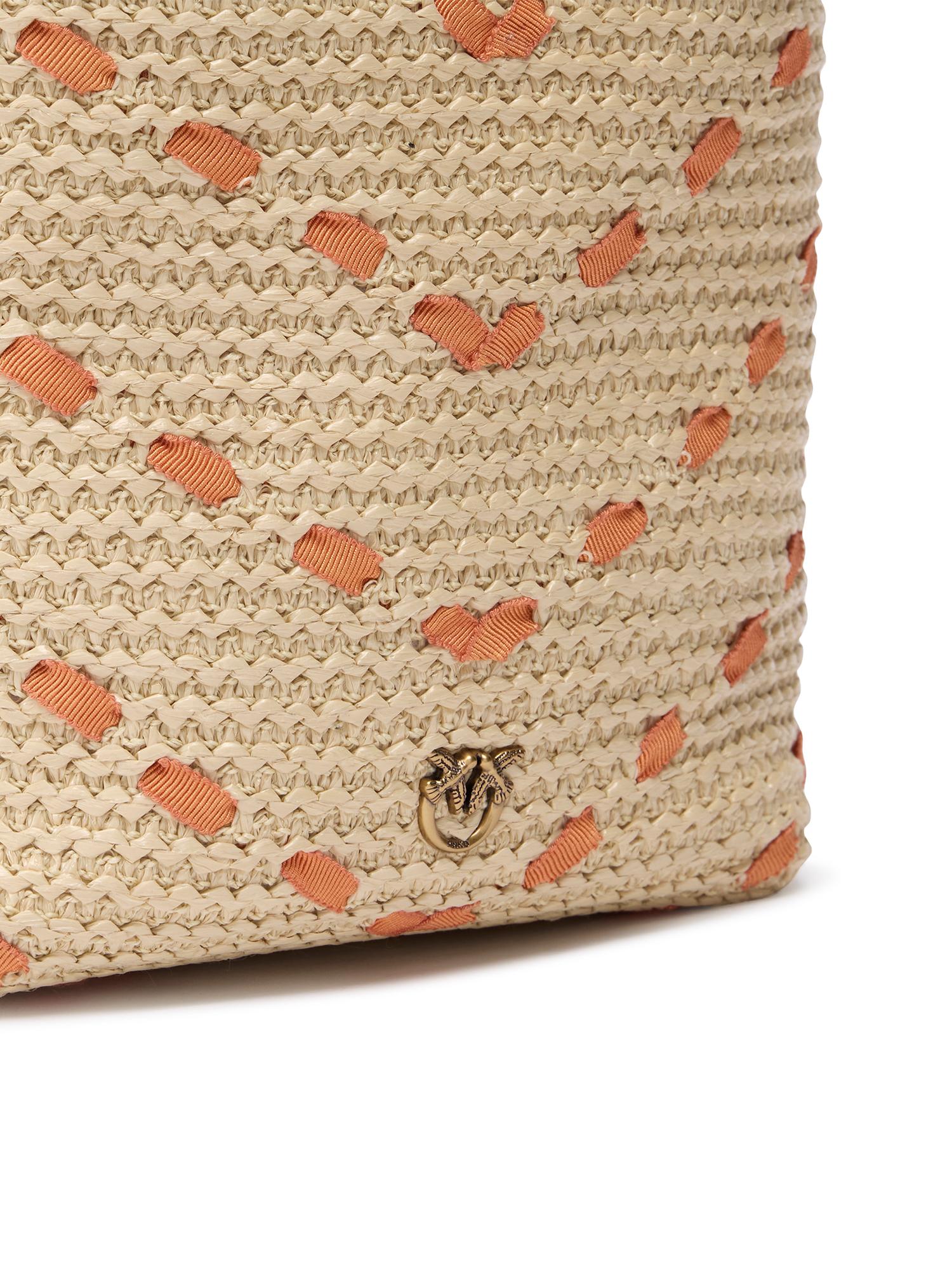 Borsa a tracolla Bucket Mini in rafia con motivo chevron 106835 A391HH9Q PINKO 