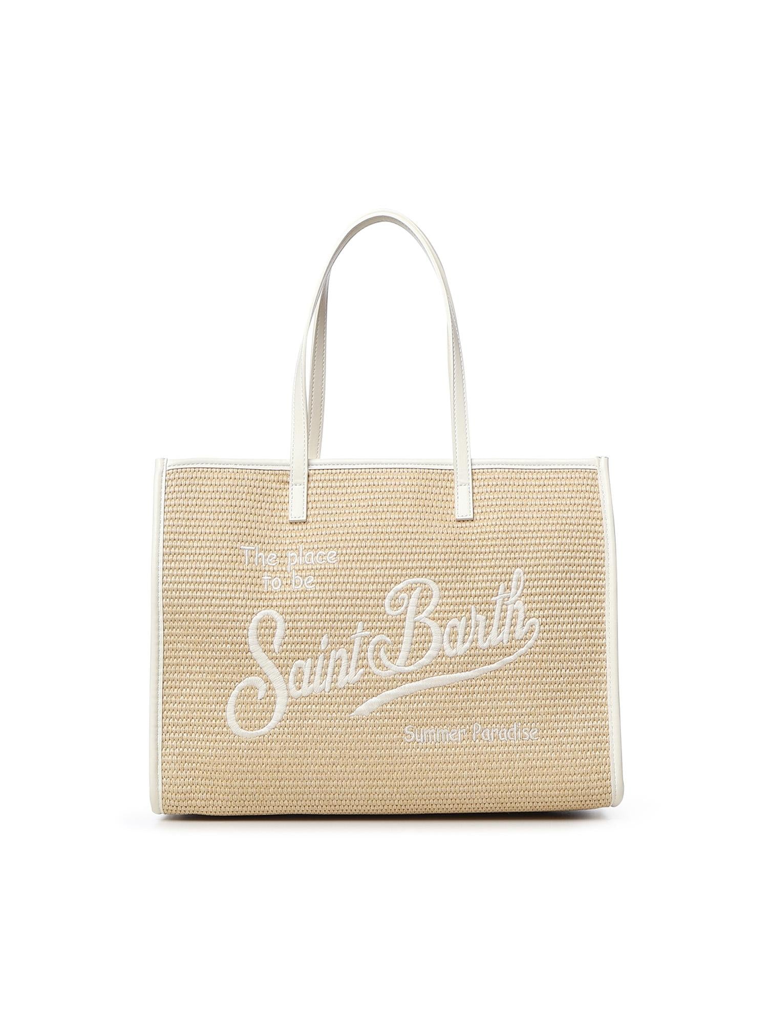 Borsa Vivian Mid Straw effetto raffia con logo VIV0007 00200L MC2 SAINT BARTH 