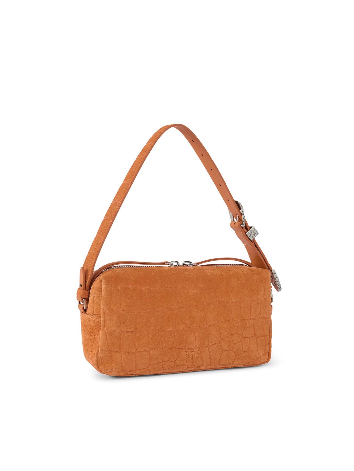 Borsa bauletto a tracolla in pelle stampa coccodrillo 106761 A2YWA76O PINKO 