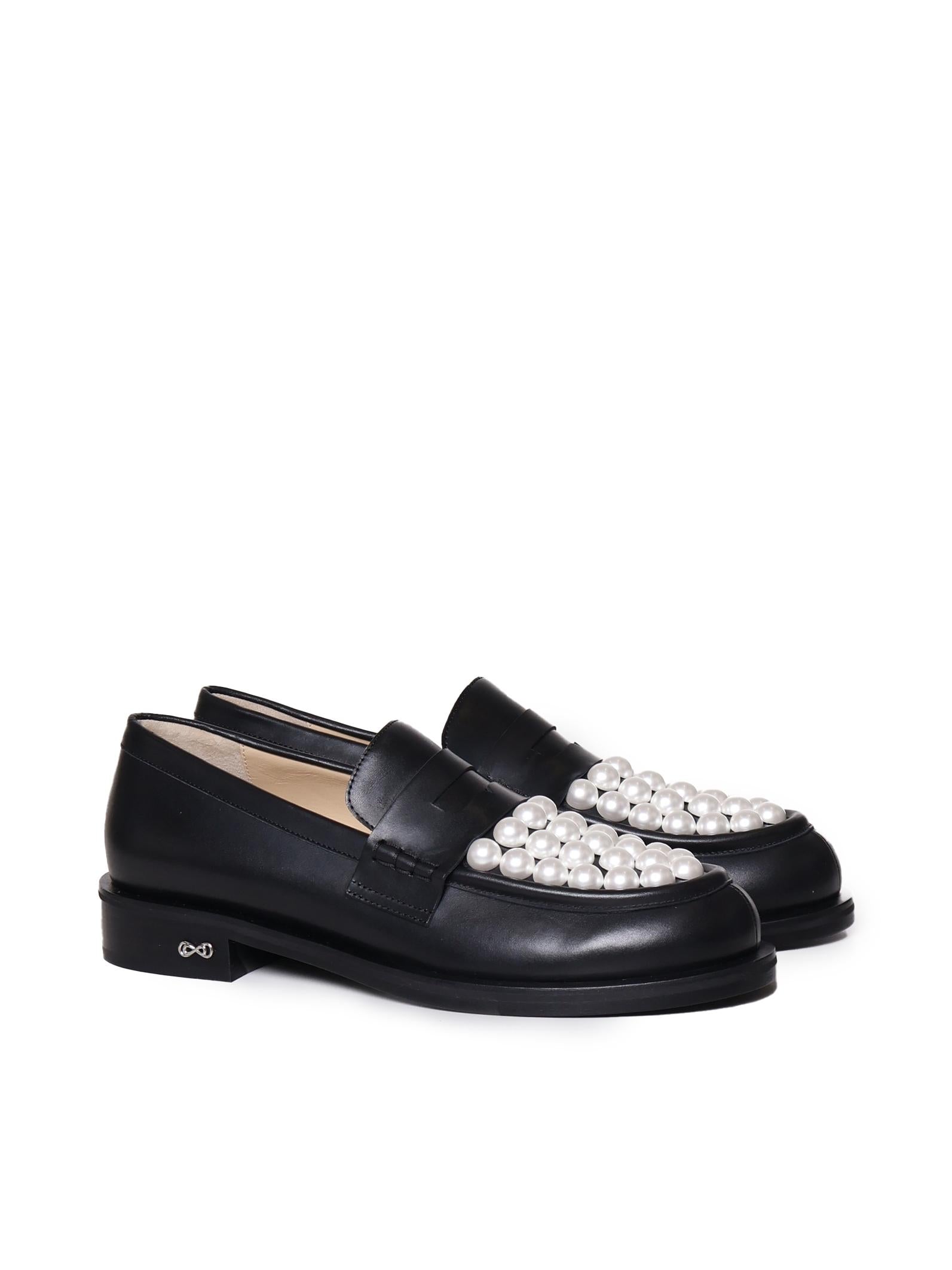 Mocassini in pelle di vitello con perle S0776 30CLFB02 MACH & MACH 