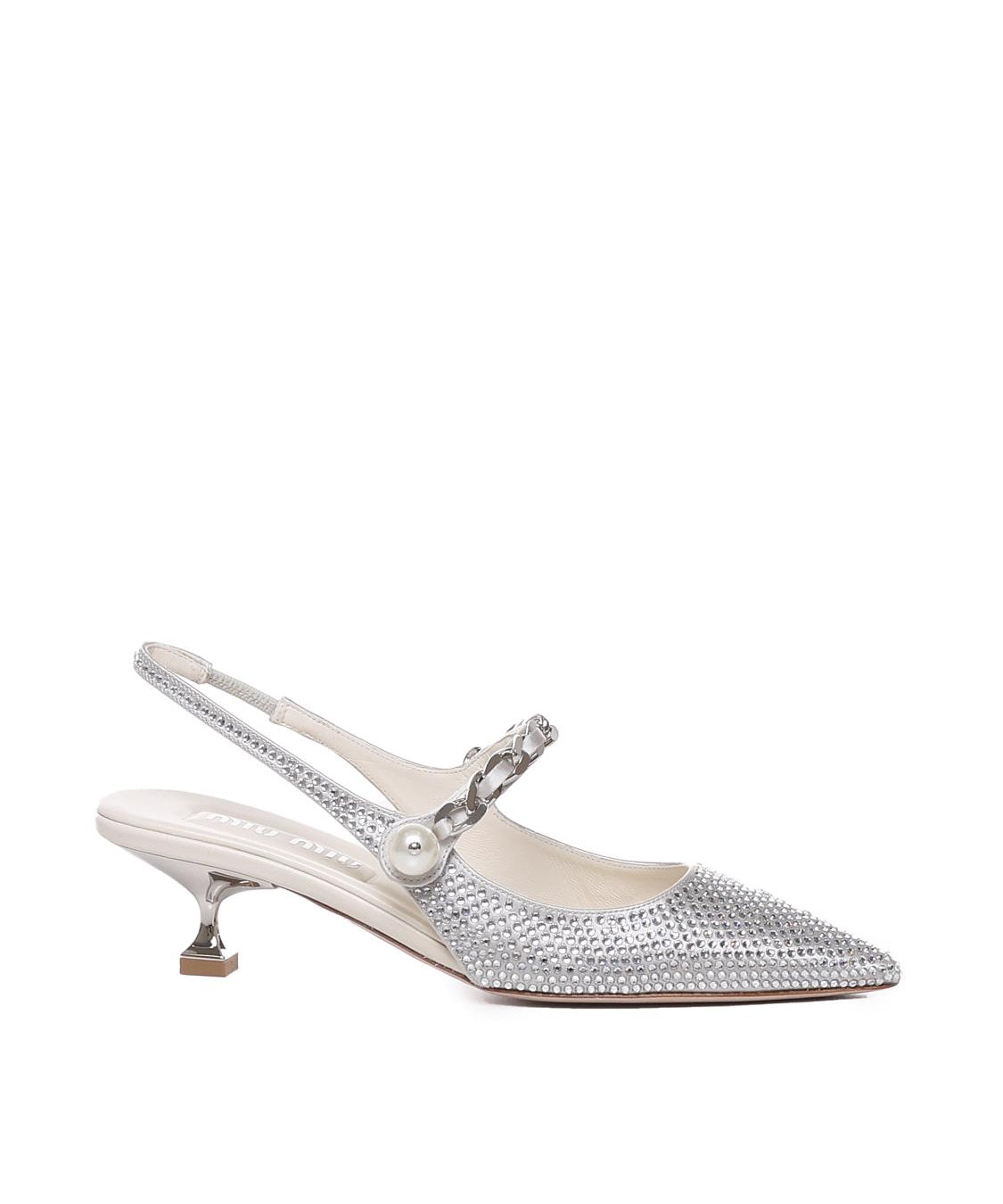 Slingback in misto seta con applicazioni 5I055E 2AWLF0164 MIU MIU 