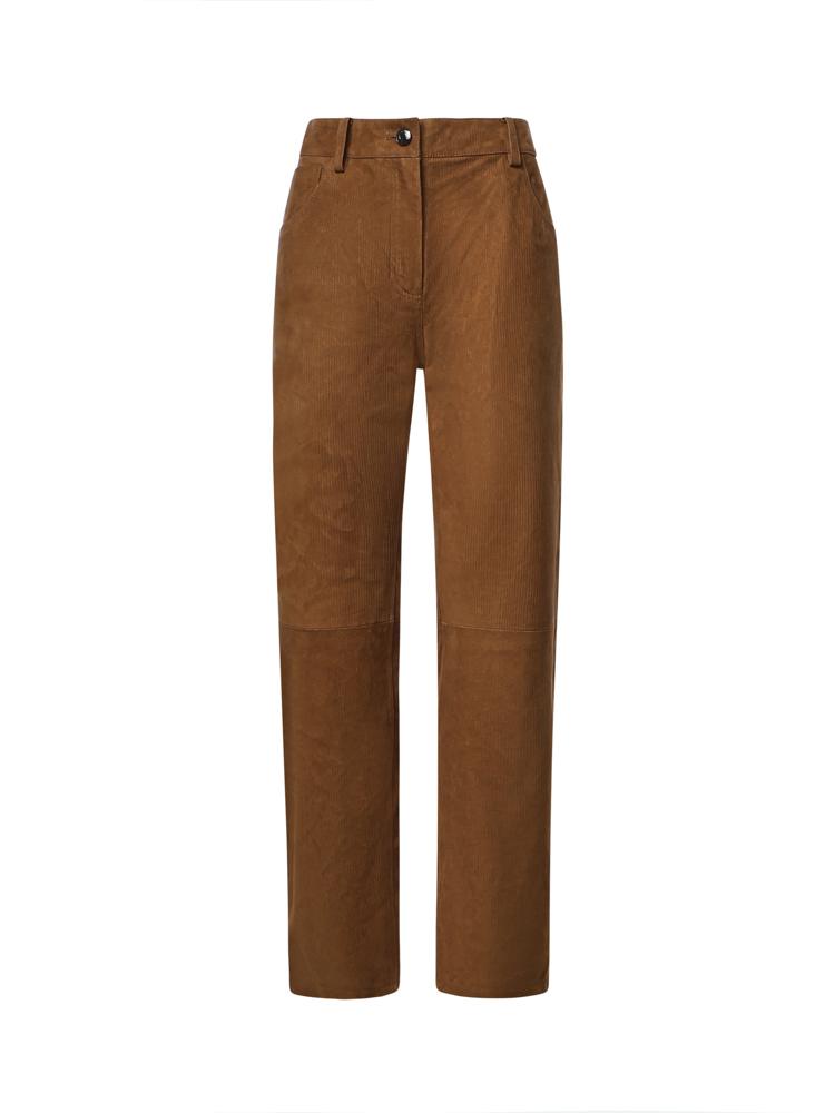Pantaloni in pelle effetto velluto a coste 288726  MAGDA BUTRYM 