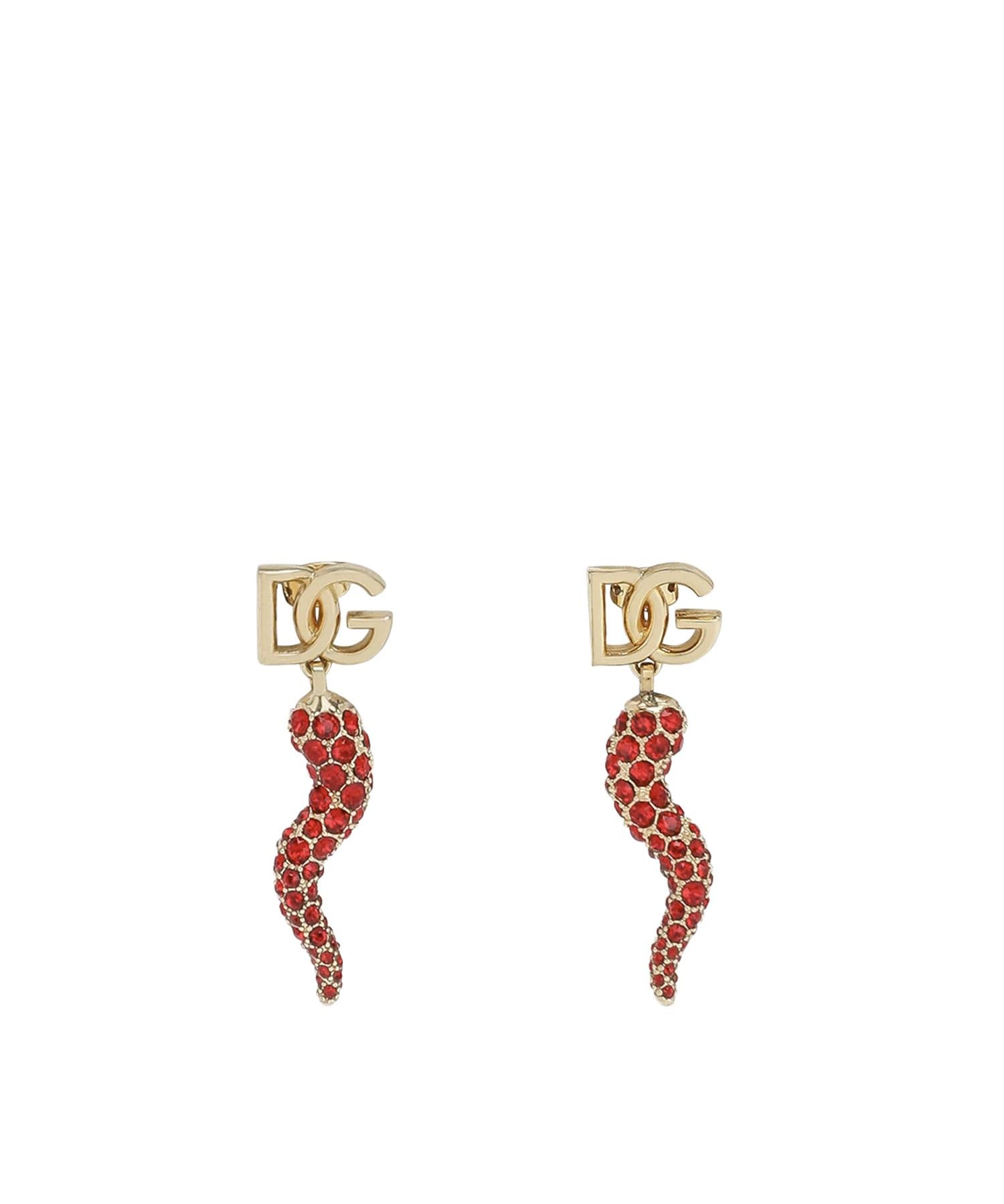 Orecchini con logo e cornetto in strass WEQ6C6 W1111ZOO00 DOLCE & GABBANA 