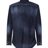 Camicia denim con placca logo S71DM0658 S30341470 DSQUARED2 