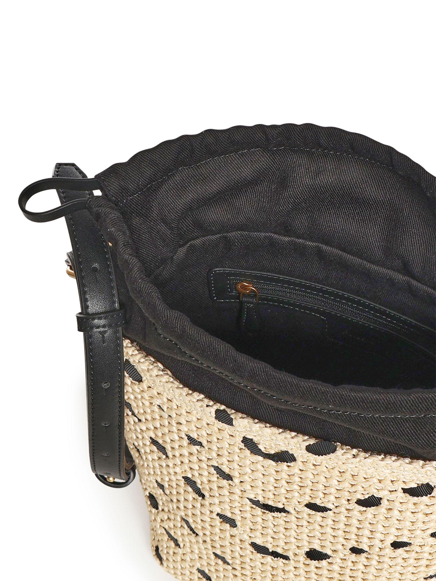 Borsa a tracolla Bucket Mini in rafia con motivo chevron 106835 A391HZ3Q PINKO 
