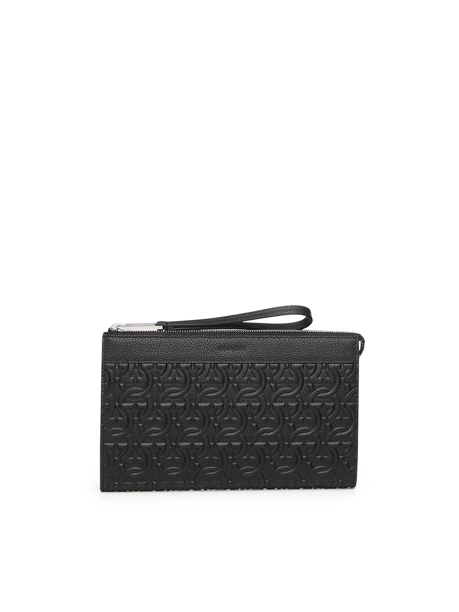 Pouch con goffratura Gancini 241483 769473001 FERRAGAMO 