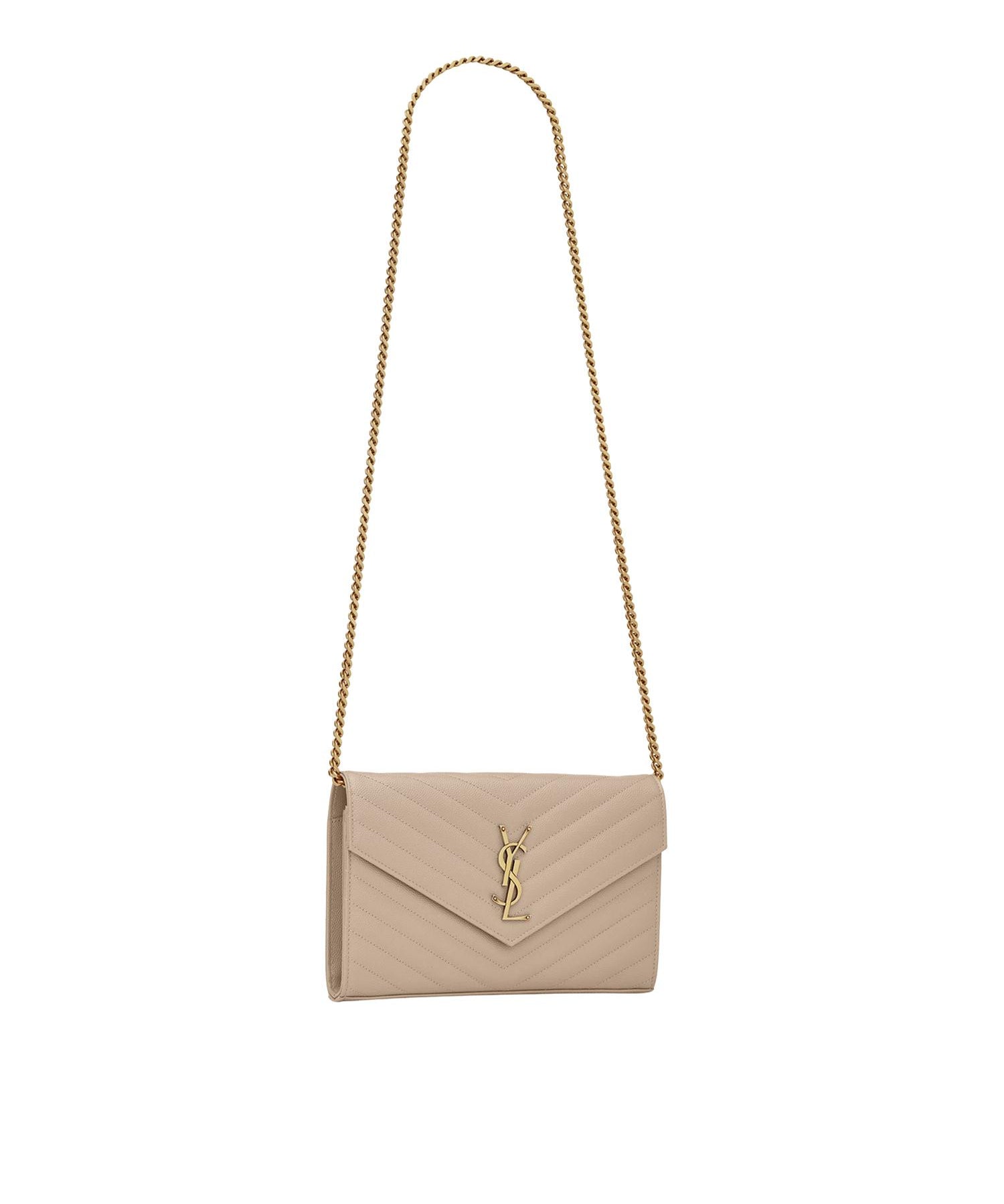 Pochette con catena Cassandre in pelle grain de poudre 377828 BOW012721 SAINT LAURENT 