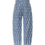 Jeans balloon in jacquard nappine<BR/> 80AAB108 DT091904 GENNY 