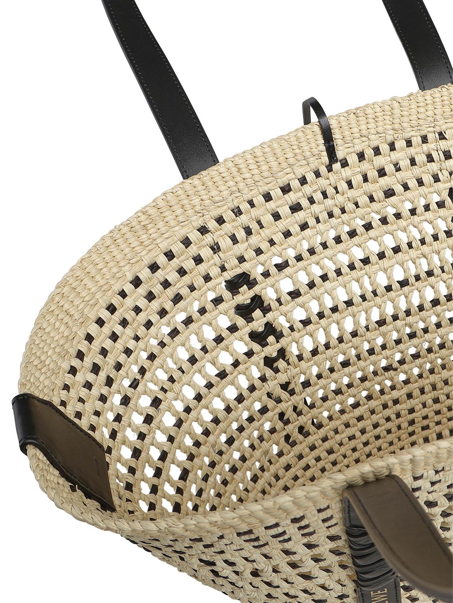 Borsa cesto Braid media in palma Iraca e pelle di vitello ASCPNIBX02 2165 LOEWE 