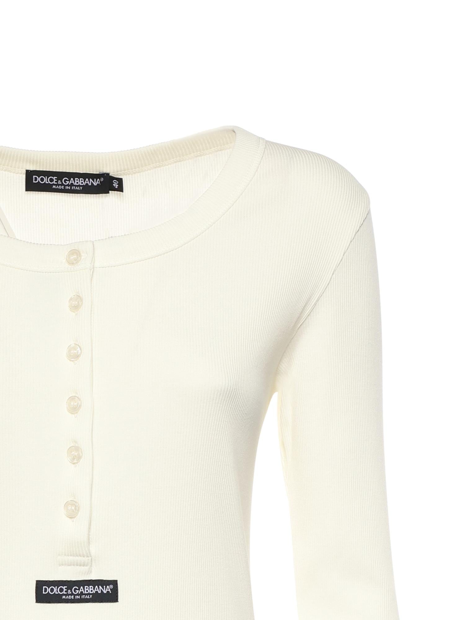 T-shirt Serafino in cotone a coste F8W44T FU7AVW0001 DOLCE & GABBANA 