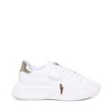 Sneakers Nemesis in nappa con riporto in pelle color oro pe 2021 NEMESIS 2 NAPPAWHITE/GOLD GIULIANO GALIANO 