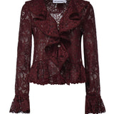 Top in pizzo con volant PF26102T BU SELF-PORTRAIT 