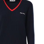 Maglia scollo a V in cashmere MMLA33 1580F059F MIU MIU 
