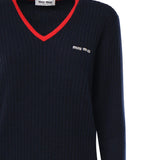 Maglia scollo a V in cashmere MMLA33 1580F059F MIU MIU 
