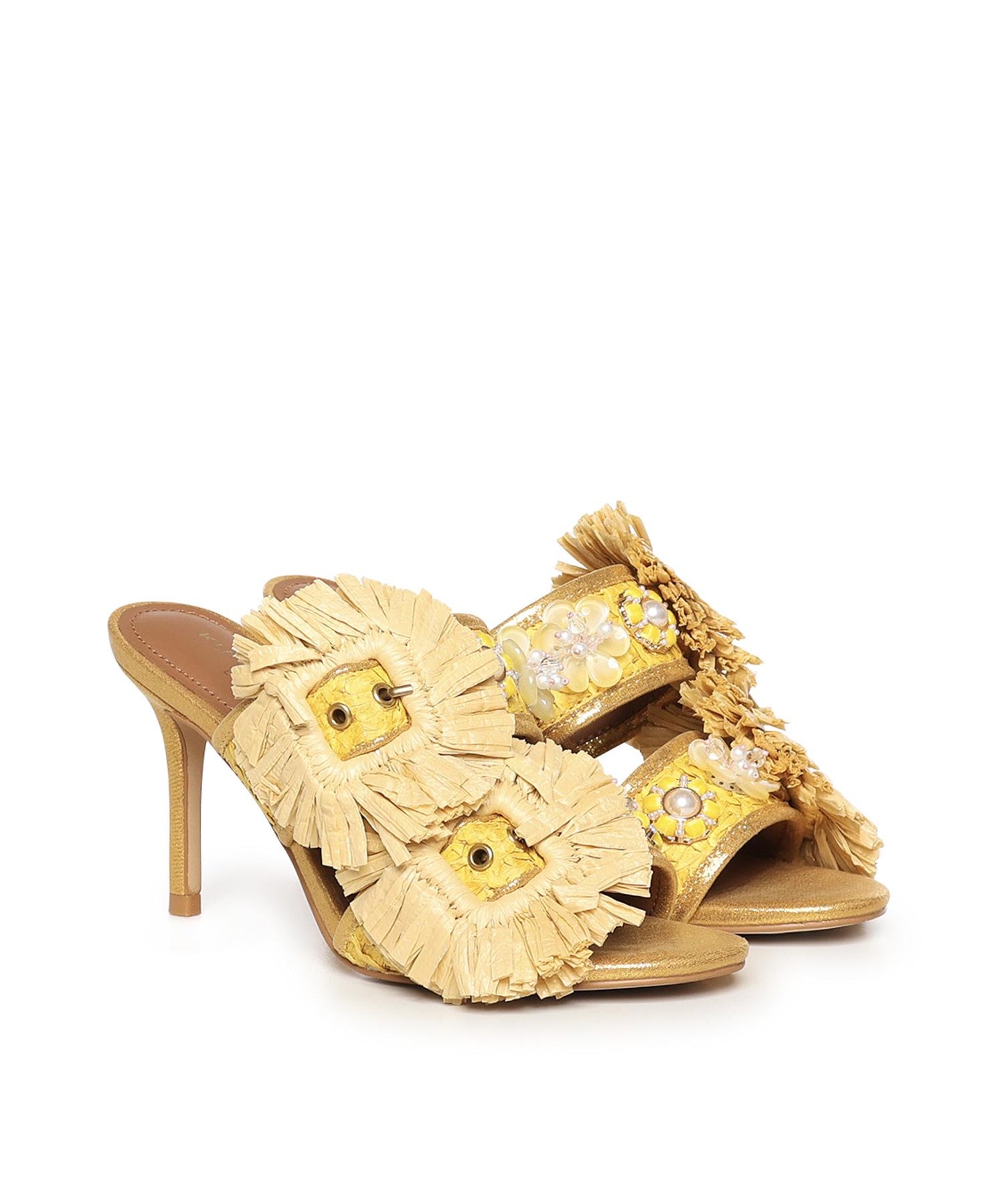 Mules in rafia 5595793999 YELLOW KURT GEIGER 
