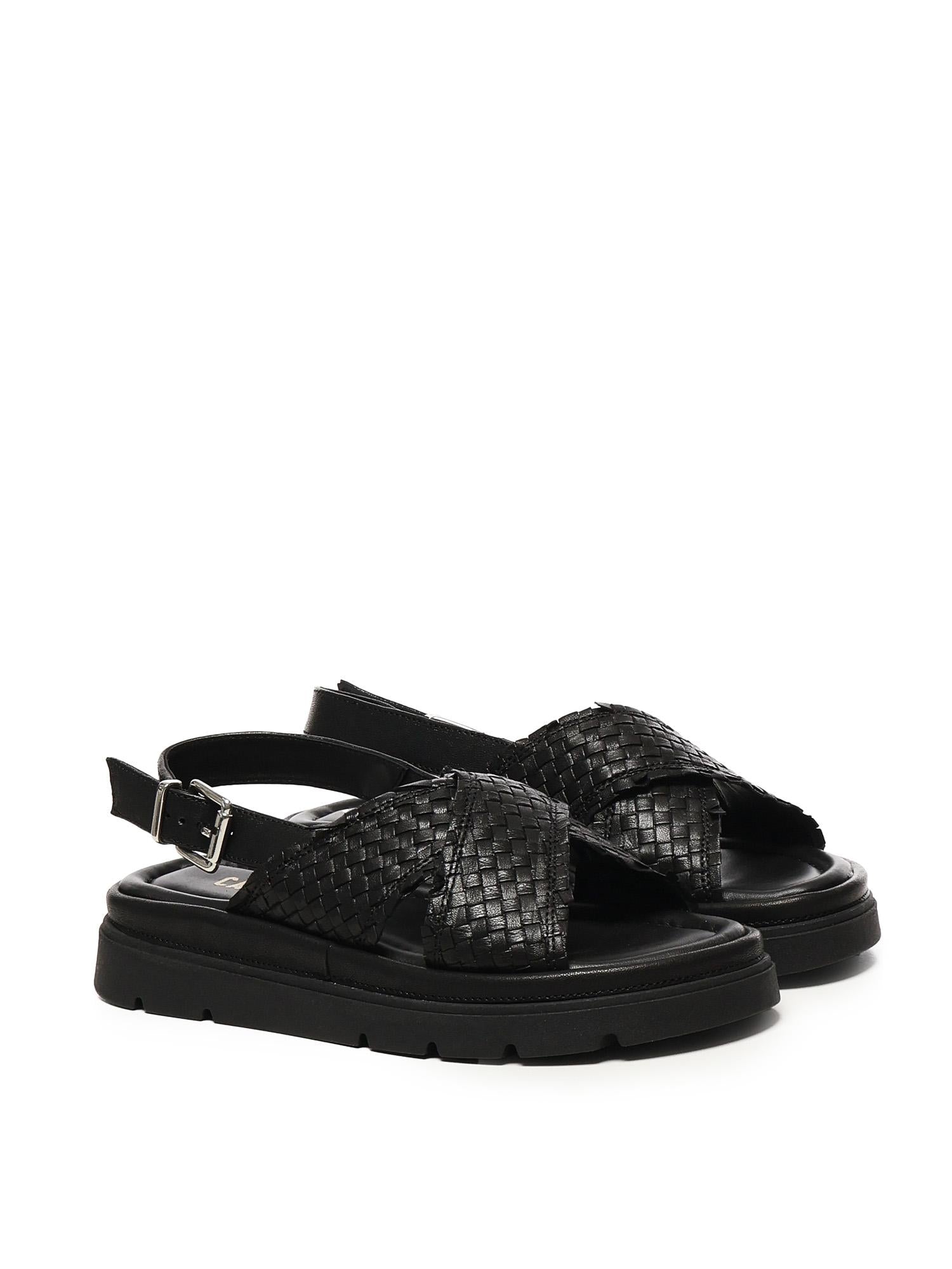 Sandalo flat Thea Tress A55379 NERO CARMENS 