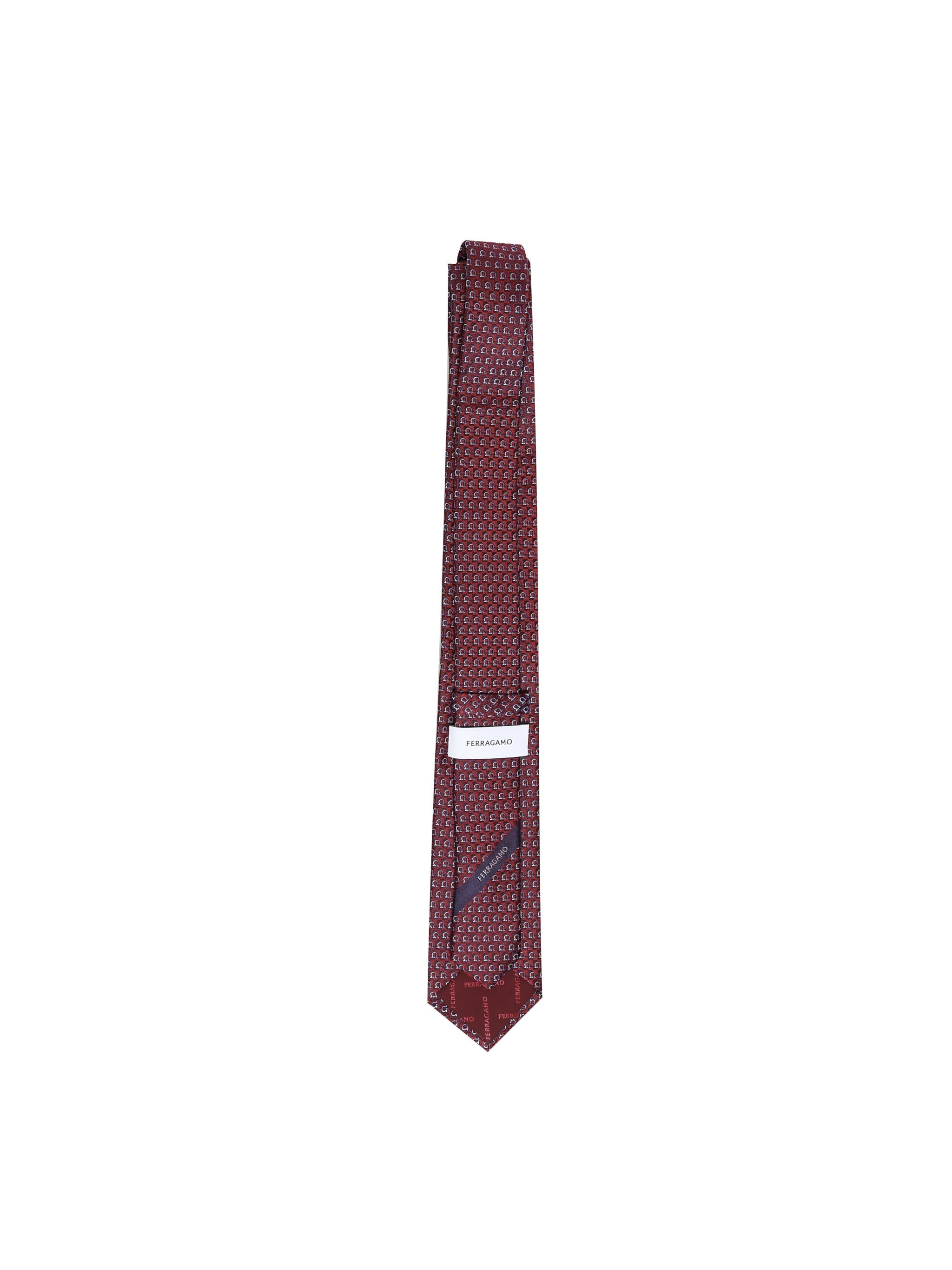 Cravatta in lana stampa Gancini 351225 778646003 FERRAGAMO 